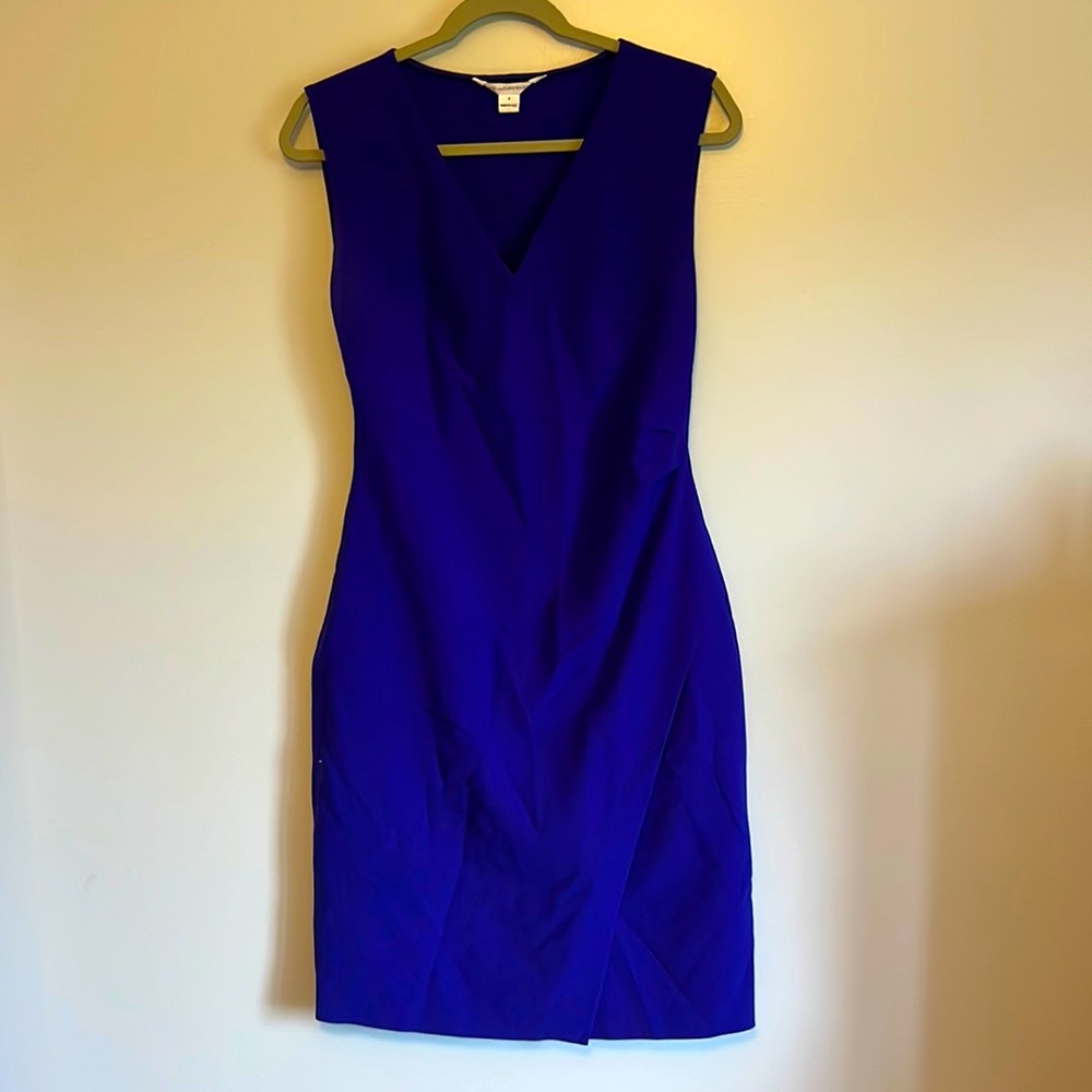 Diane con Furstenberg bright blue V neck dress
